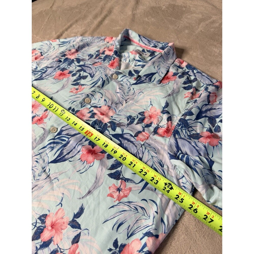 Tommy Bahama Shirt Mens XLarge Blue Floral Silk Short Sleeve Button Up Casual XL - Picture 7 of 11